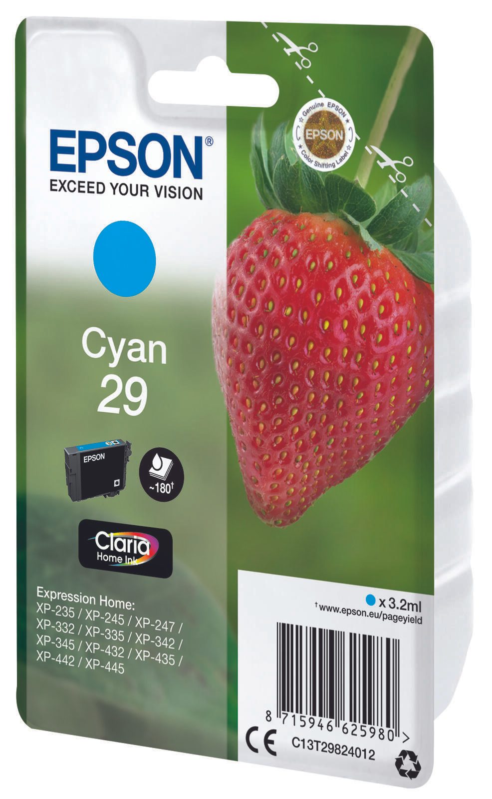 Epson Original 29 Erdbeere Druckerpatrone - cyan (C13T29824012)