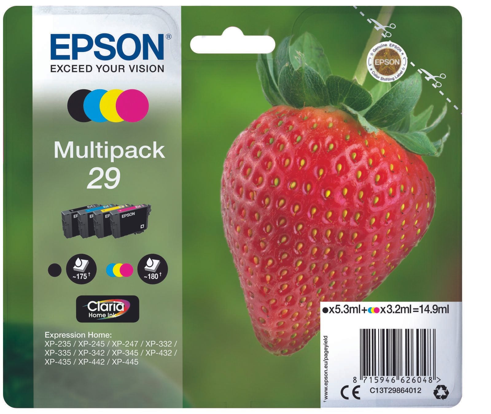 Epson Original 29 Erdbeere Druckerpatronen - 4er Multipack (C13T29864012)