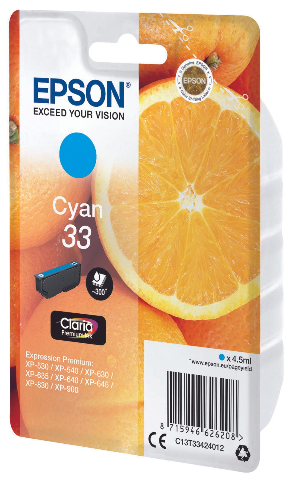 Epson Original 33 Orange Druckerpatrone - cyan (C13T33424012)