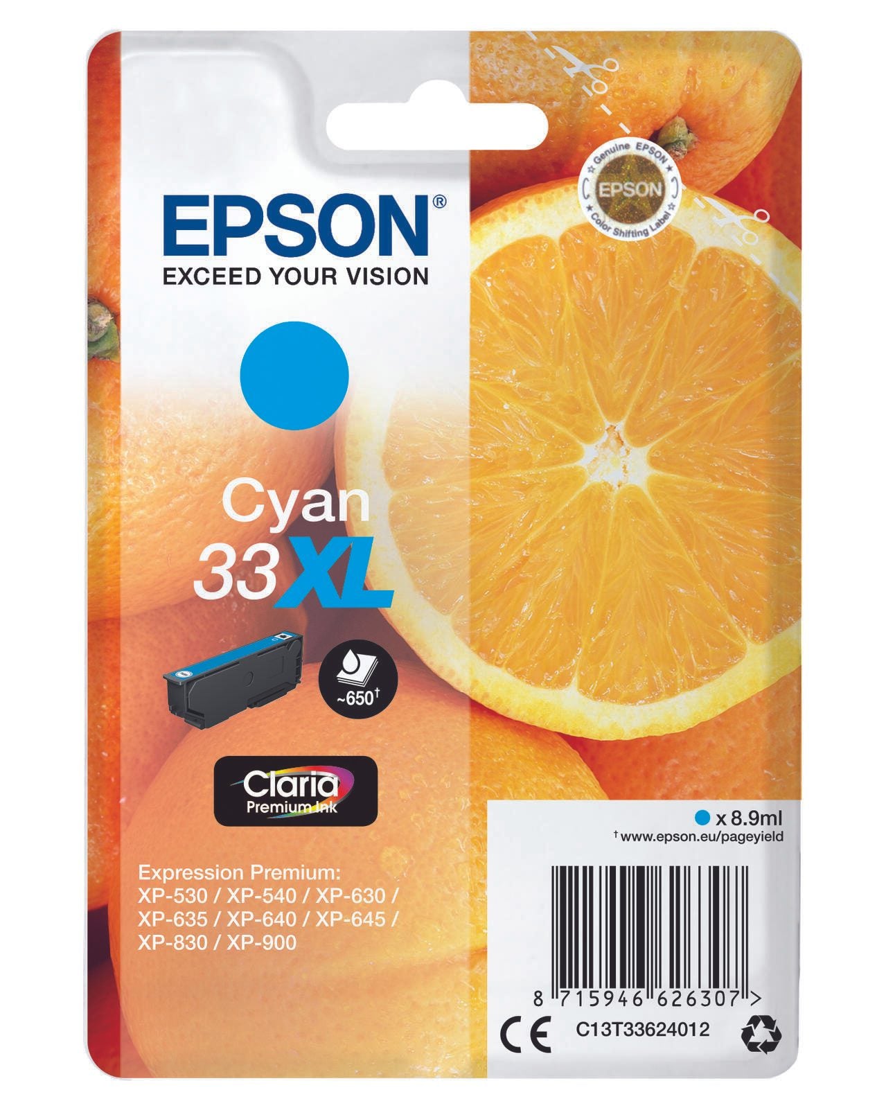 Epson Original 33XL Orange Druckerpatrone - cyan (C13T33624012)