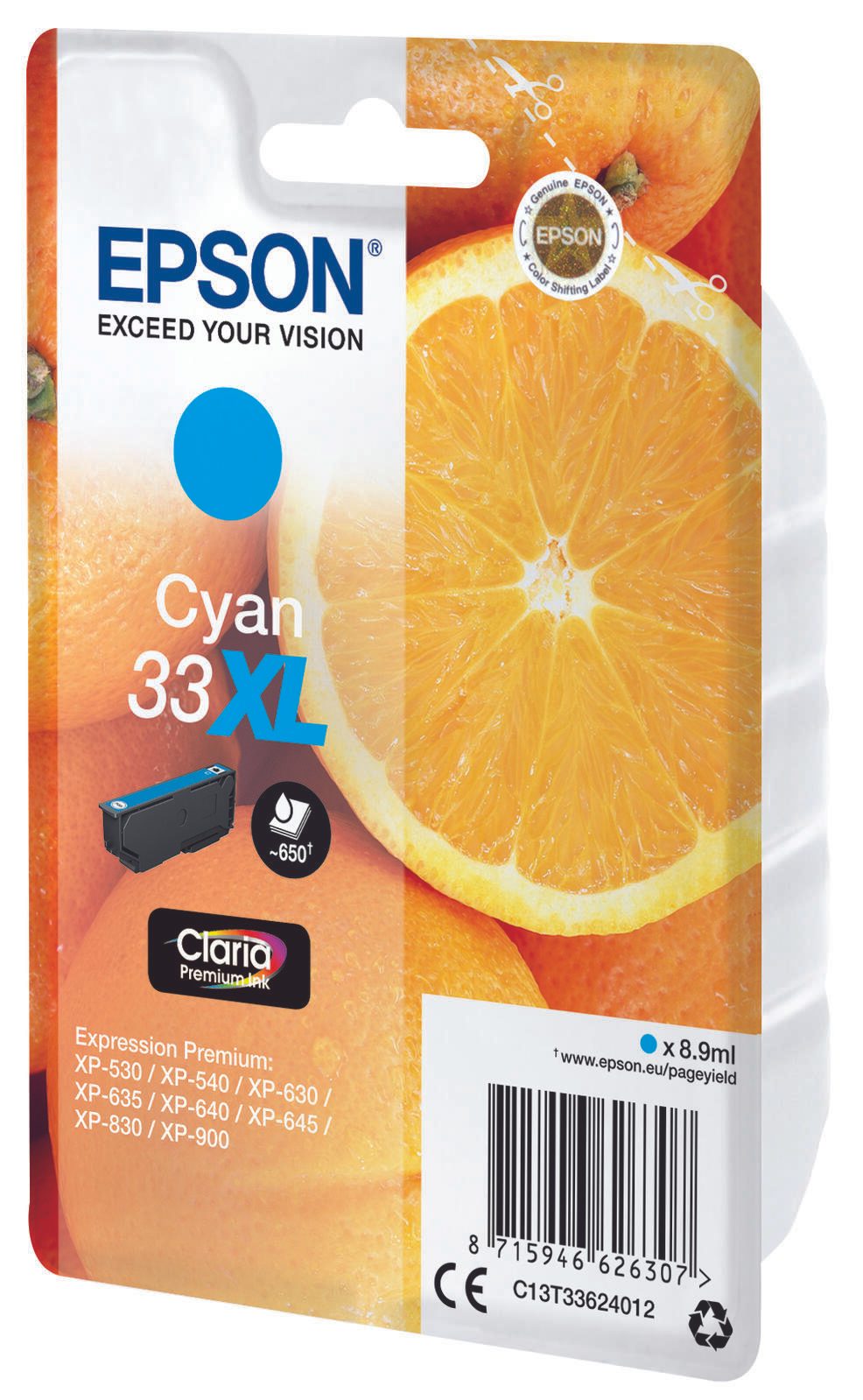 Epson Original 33XL Orange Druckerpatrone - cyan (C13T33624012)