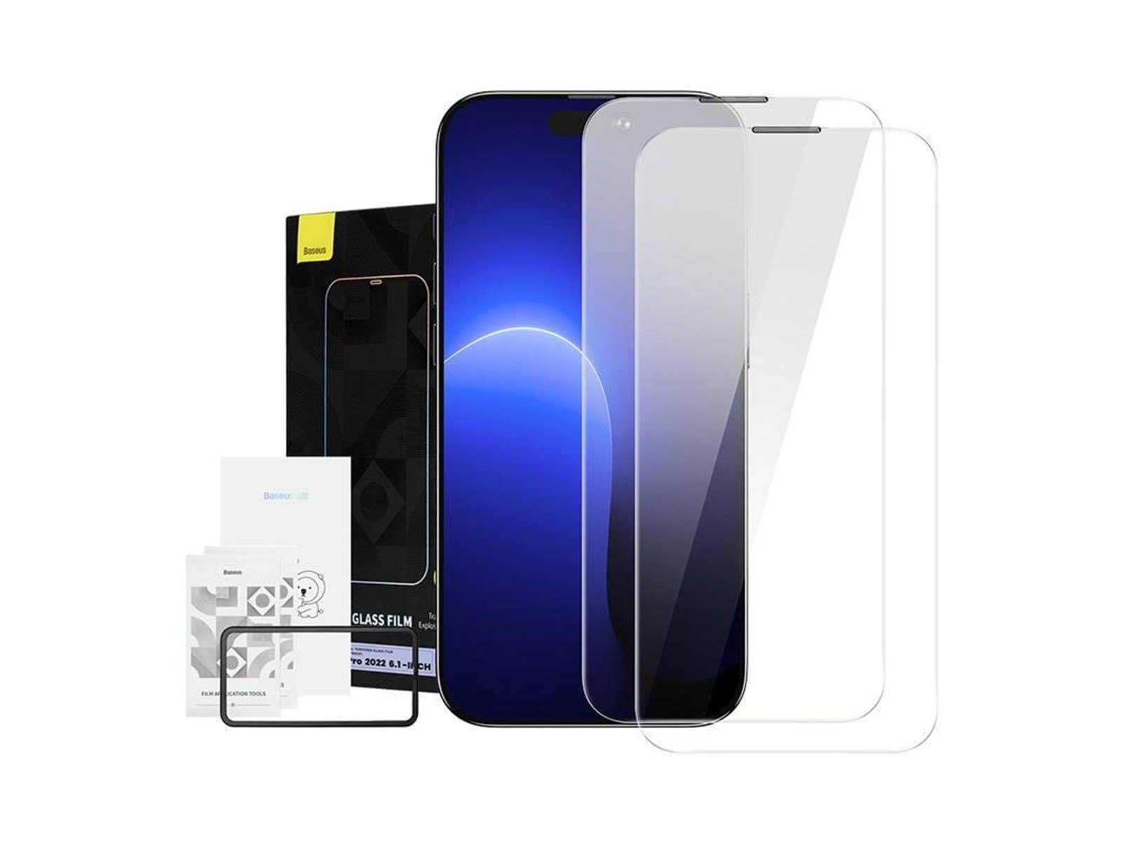 Baseus Crystal tempered glass with 0.3mm anti-dust coating for iPhone 14 Pro (2pcs).