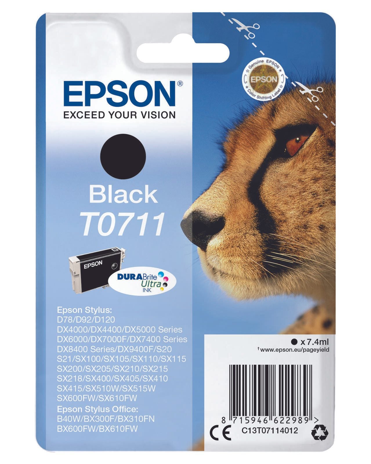 Epson Original T0711 Gepard Druckerpatrone - schwarz (C13T07114012)