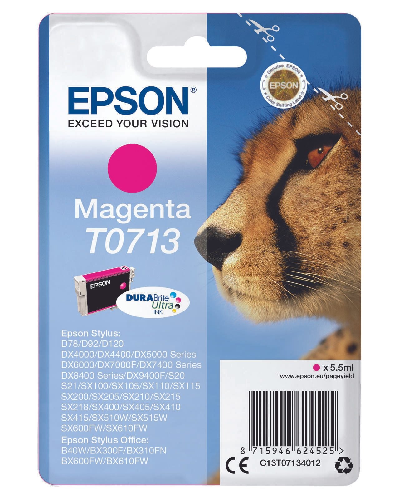 Epson Original T0713 Gepard Druckerpatrone - magenta (C13T07134012)