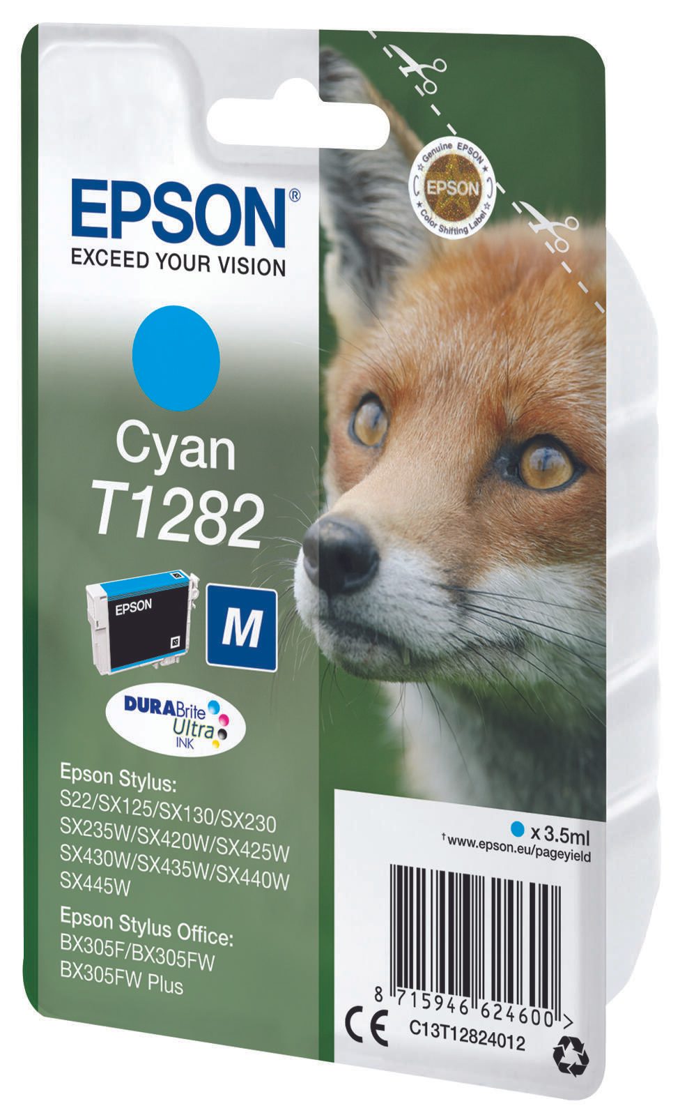 Epson Original T1282 Fuchs Druckerpatrone cyan 3,5ml (C13T12824012)