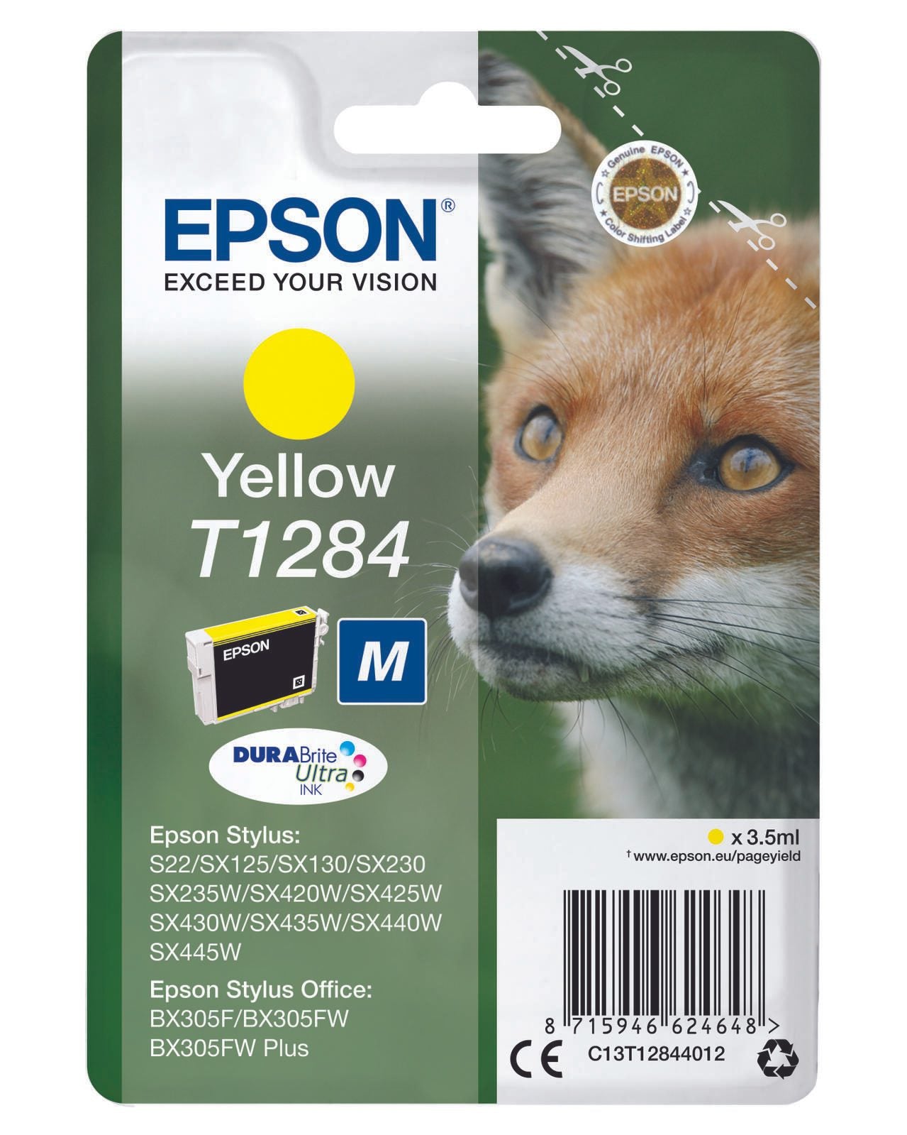 Epson Original T1284 Fuchs Druckerpatrone gelb 3,5ml (C13T12844012)