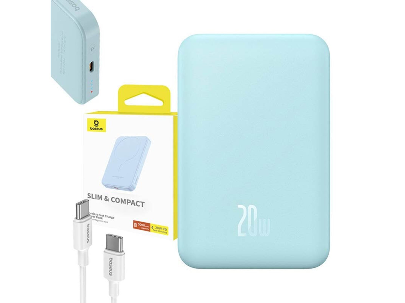 Baseus Magnetic Mini Powerbank 5000mAh 20W (Blue) Powerbank (Akku) - Blau - 5000 mAh