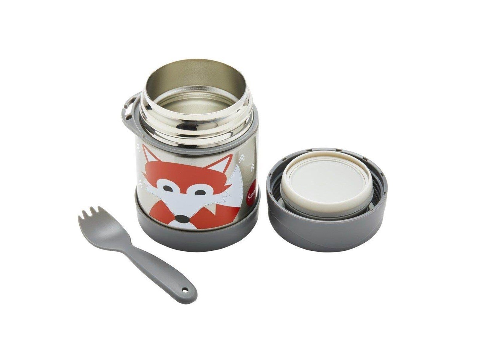 3 Sprouts - Stainless Steel Food Jar and Spork - Gray Fox