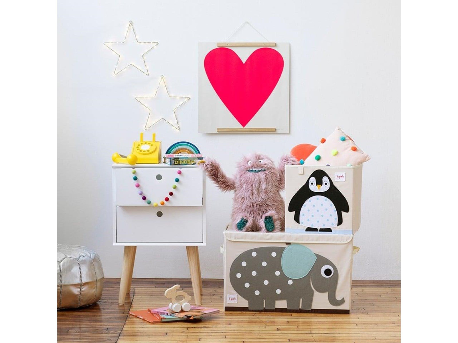 3 Sprouts Storage Box - Black Penguin