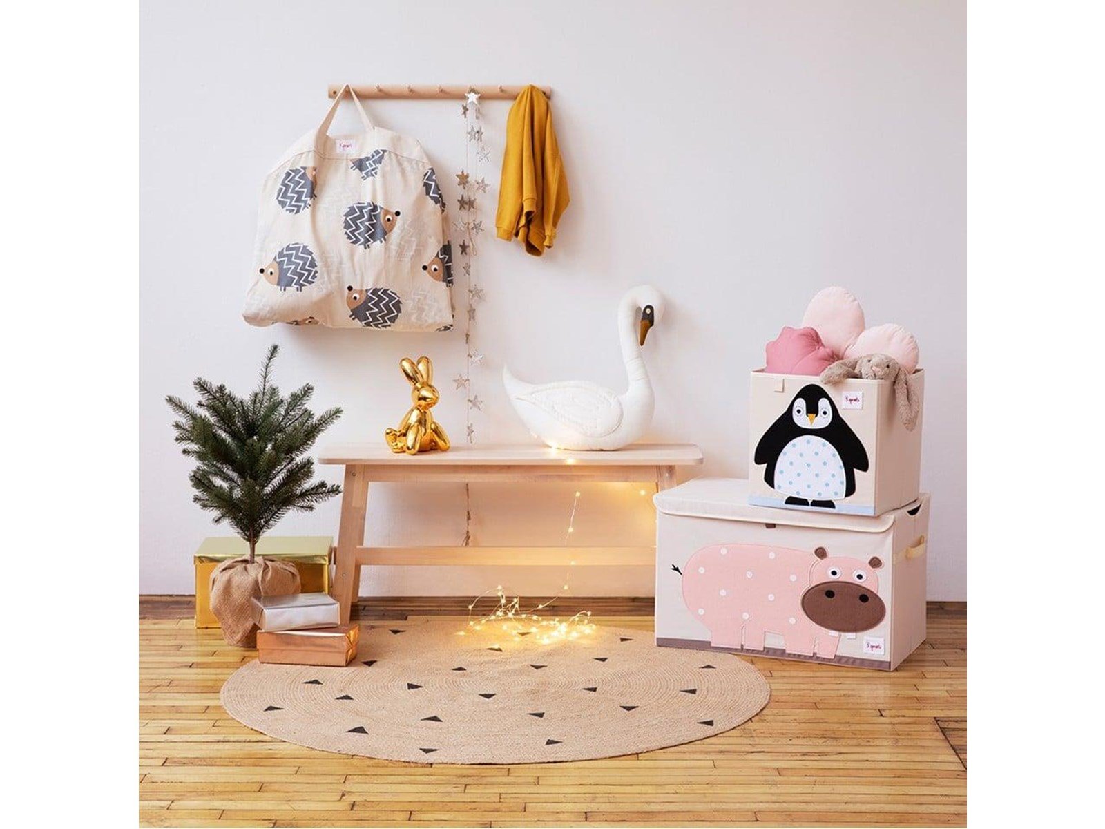 3 Sprouts Storage Box - Black Penguin