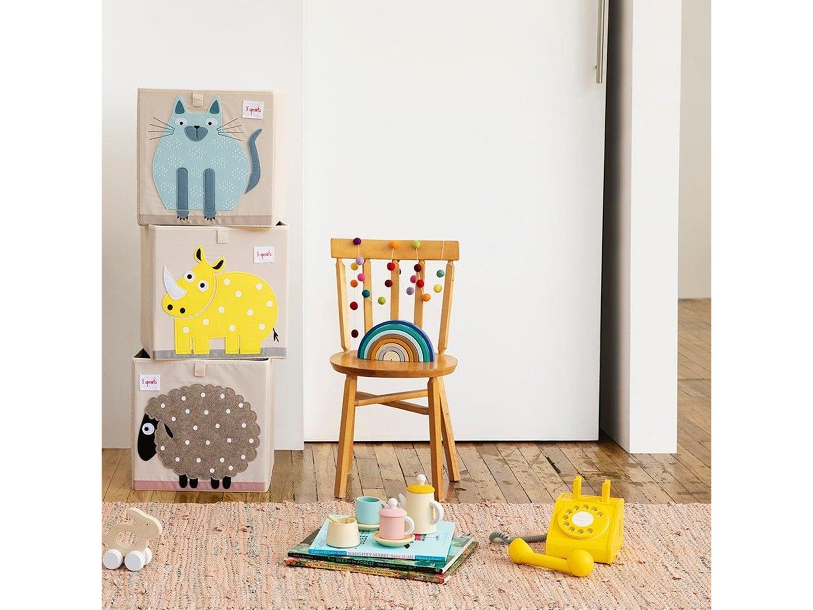 3 Sprouts Storage Box - Blue Cat