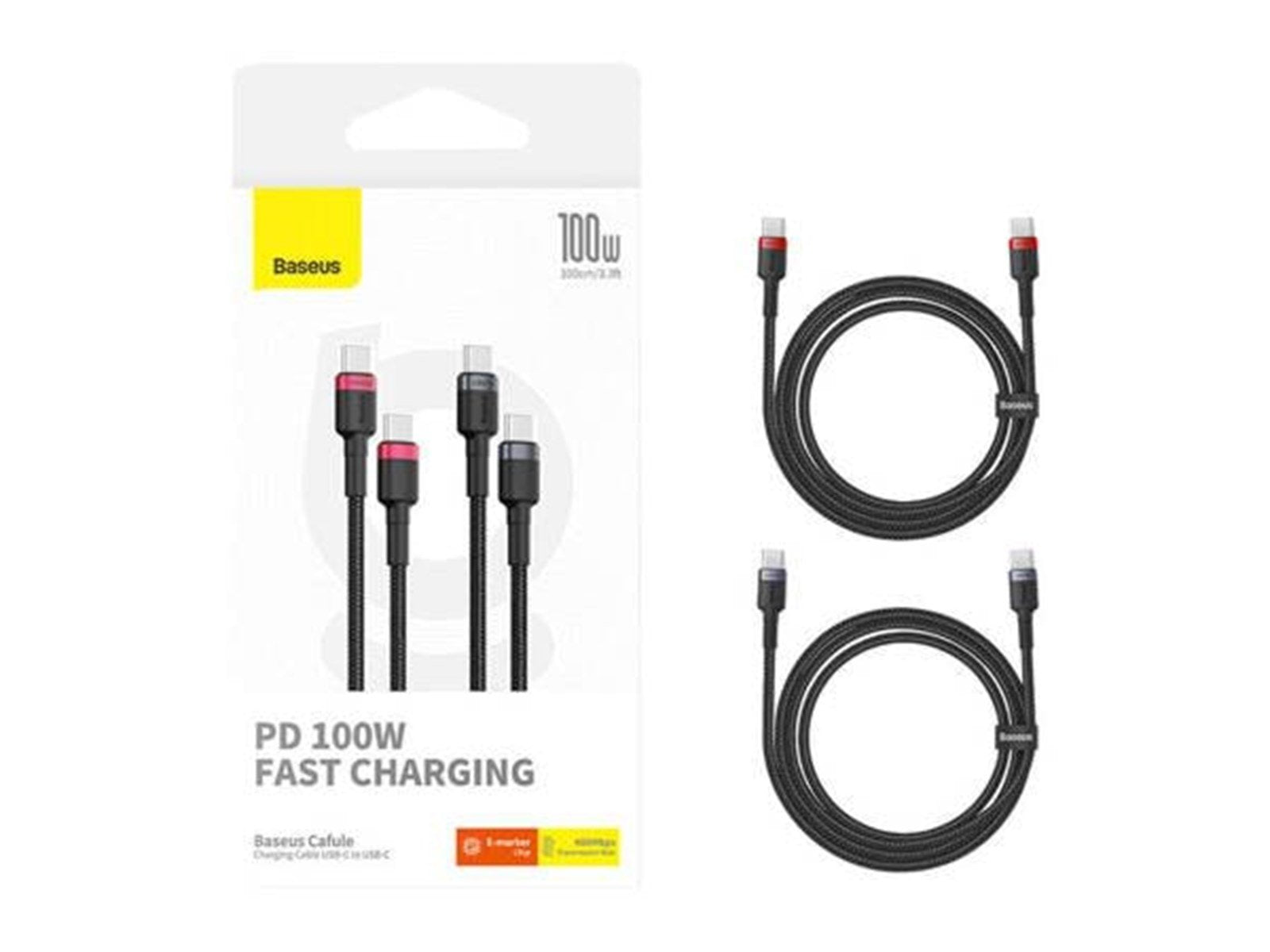 Baseus Cafule USB-C to USB-C 100W.2m 2pcs (red-black gray-black) cable.