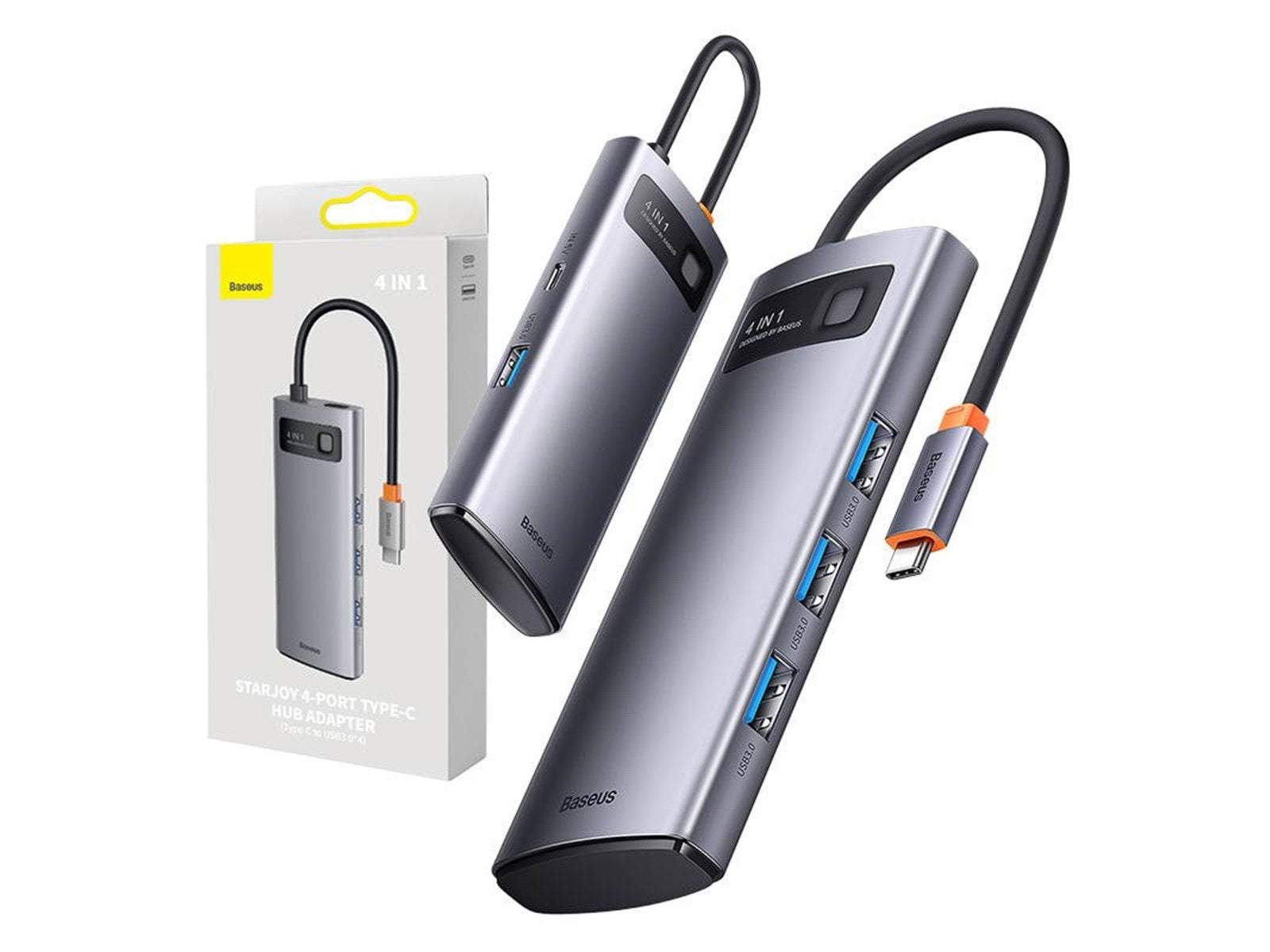 Baseus 4in1 Metal Gleam Series USB-C to 4x USB 3.0 USB-Hubs - USB 3.0 - 5 - silber