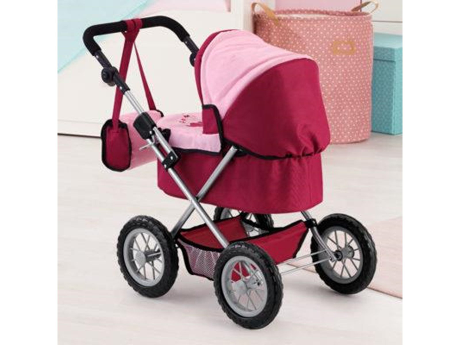 Bayer Design Doll's Pram Trendy - Red/Pink