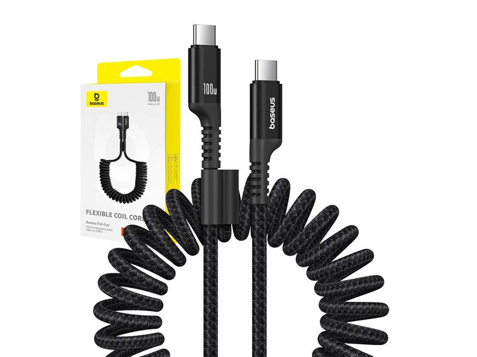 Baseus Fast Charging Cable USB-C to USB-C  Fish-Eye - 100watt - 1m coilled - Black