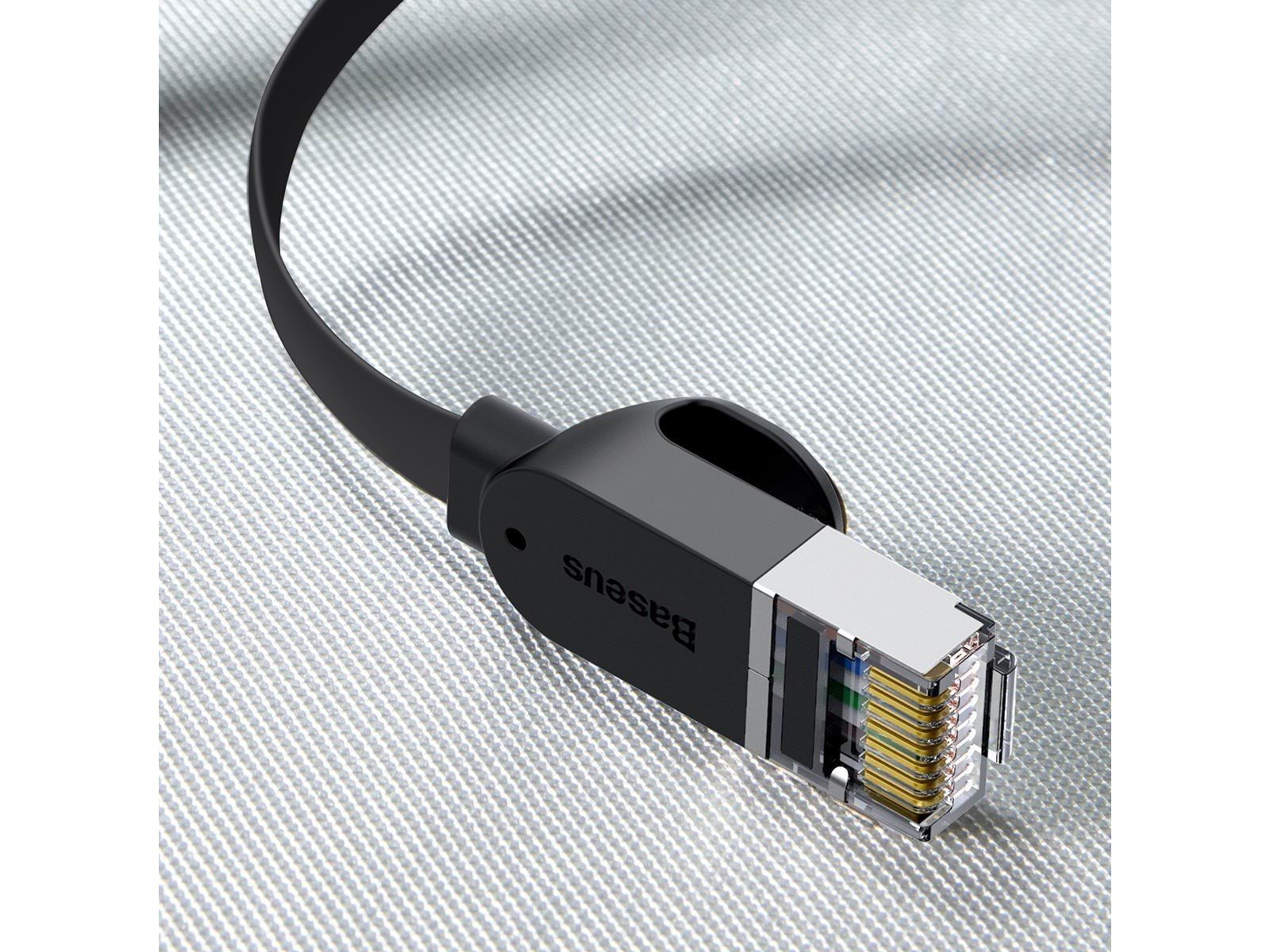 Baseus Cat 6 UTP Ethernet RJ45 Cable Flat 0.5m black - Schwarz - 0.5 meter