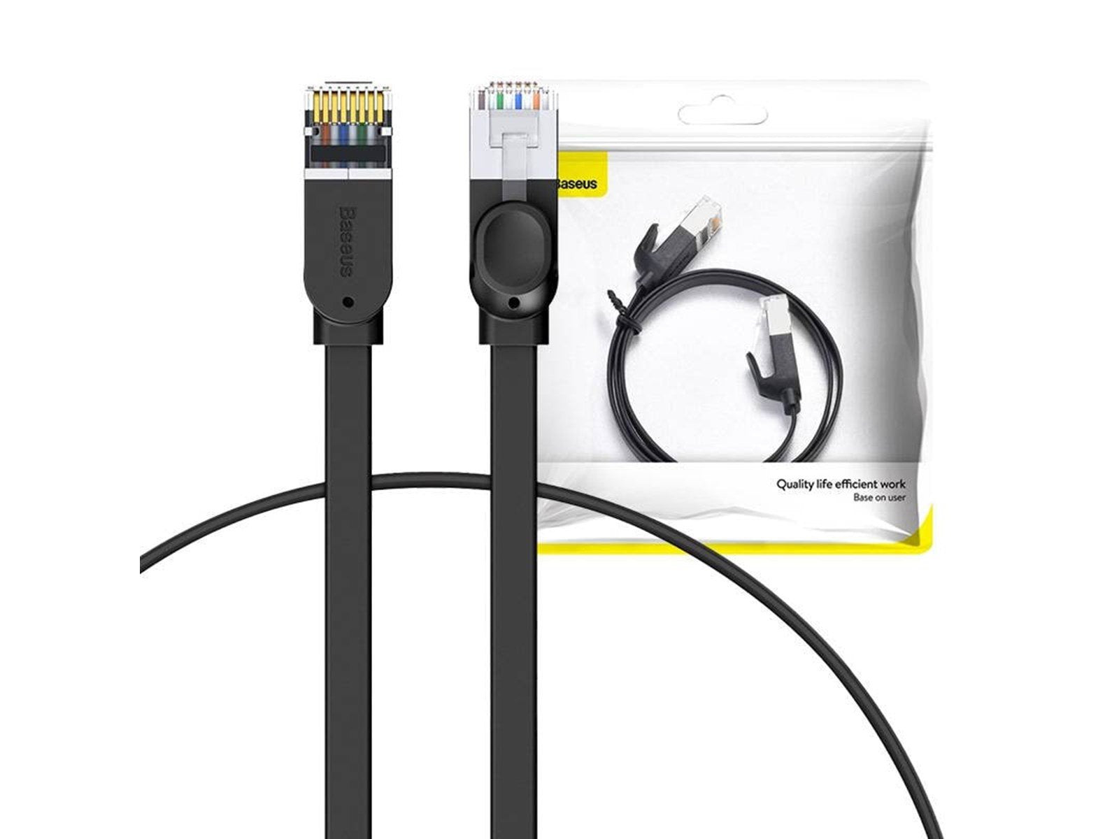 Baseus Cat 6 UTP Ethernet RJ45 Cable Flat 0.5m black - Schwarz - 0.5 meter