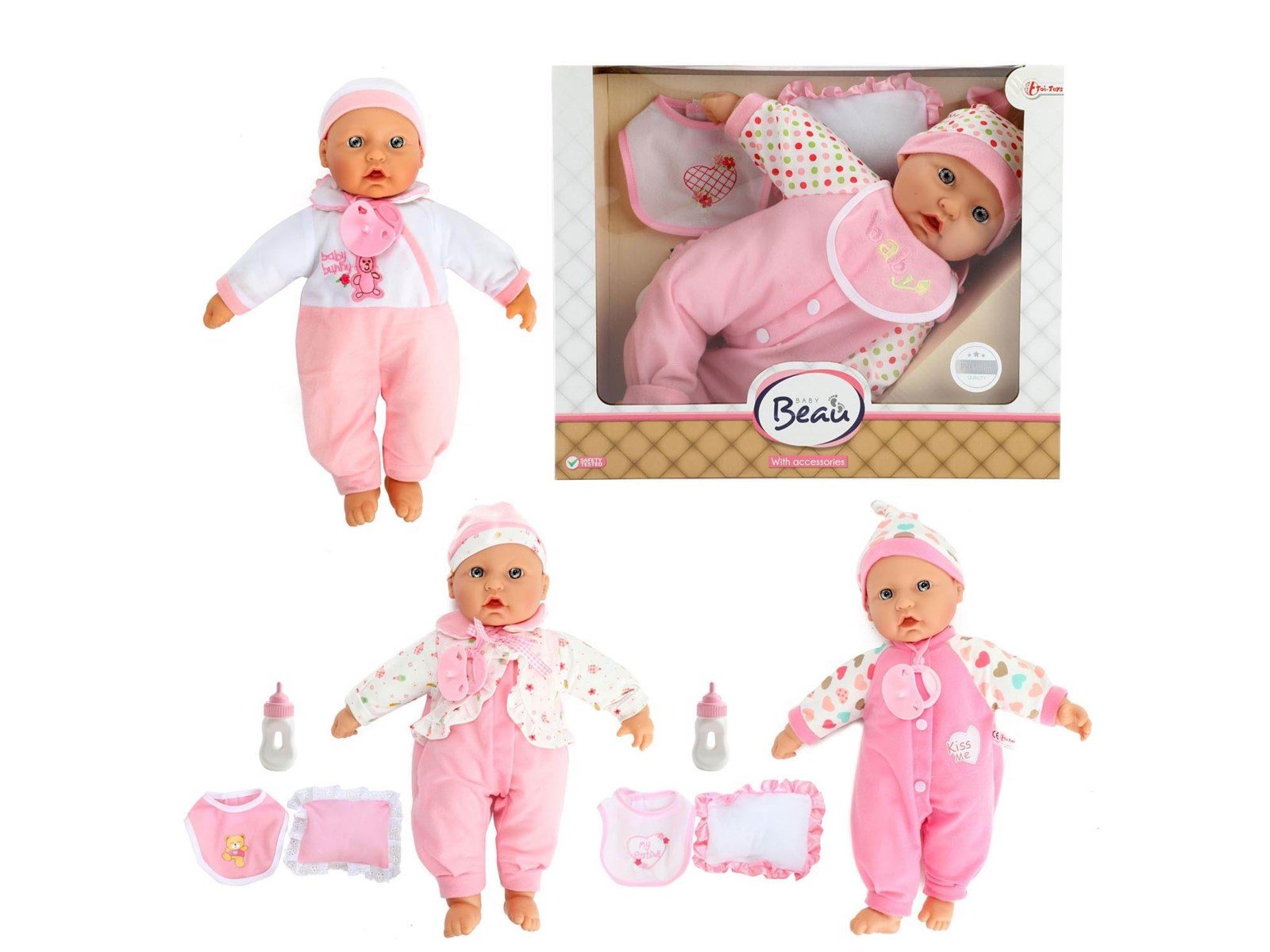 Beau Baby  Baby Doll with Bottle and Bib 40cm