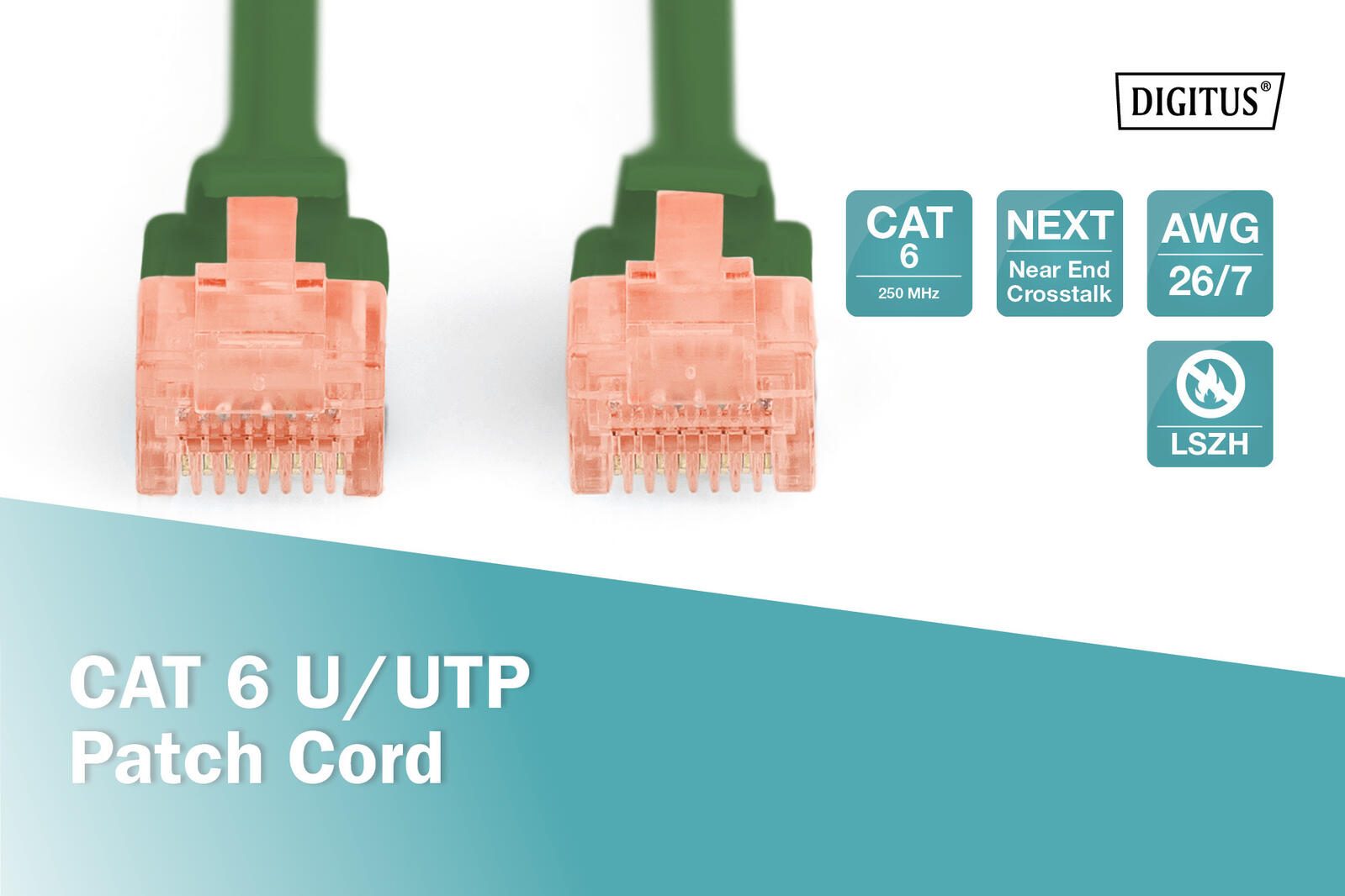 DIGITUS Patch-Kabel RJ-45 (M) zu RJ-45 (M) 5m Kupfer U/UTP Cat 6 grün (DK-1617-050/G)