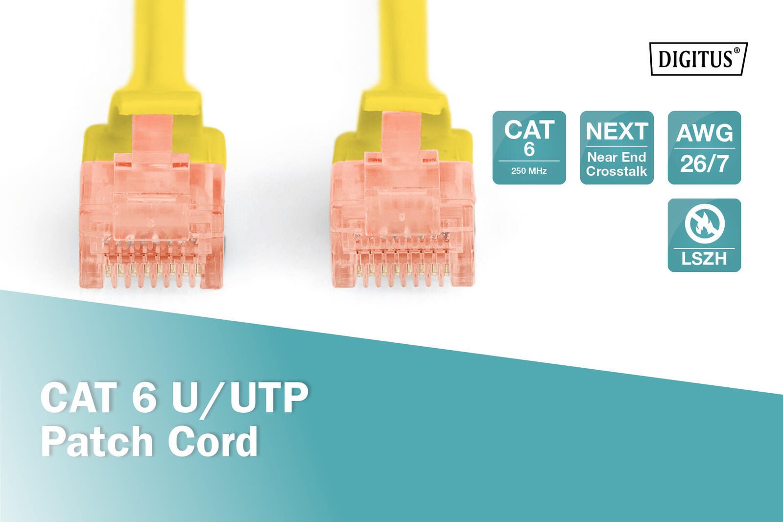 DIGITUS Patch-Kabel RJ-45 (M) zu RJ-45 (M) 0.25m Kupfer U/UTP Cat 6 gelb (DK-1617-0025/Y)