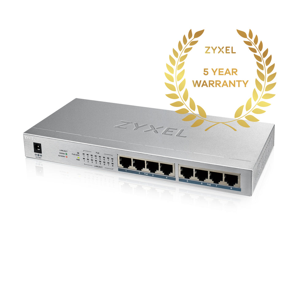 Zyxel Switch  8x GE GS1008 PoE+