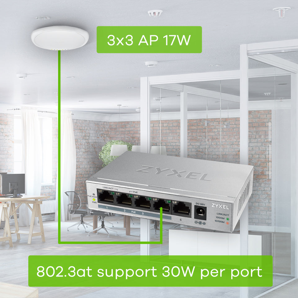 Zyxel Switch  5x GE GS1005 PoE+