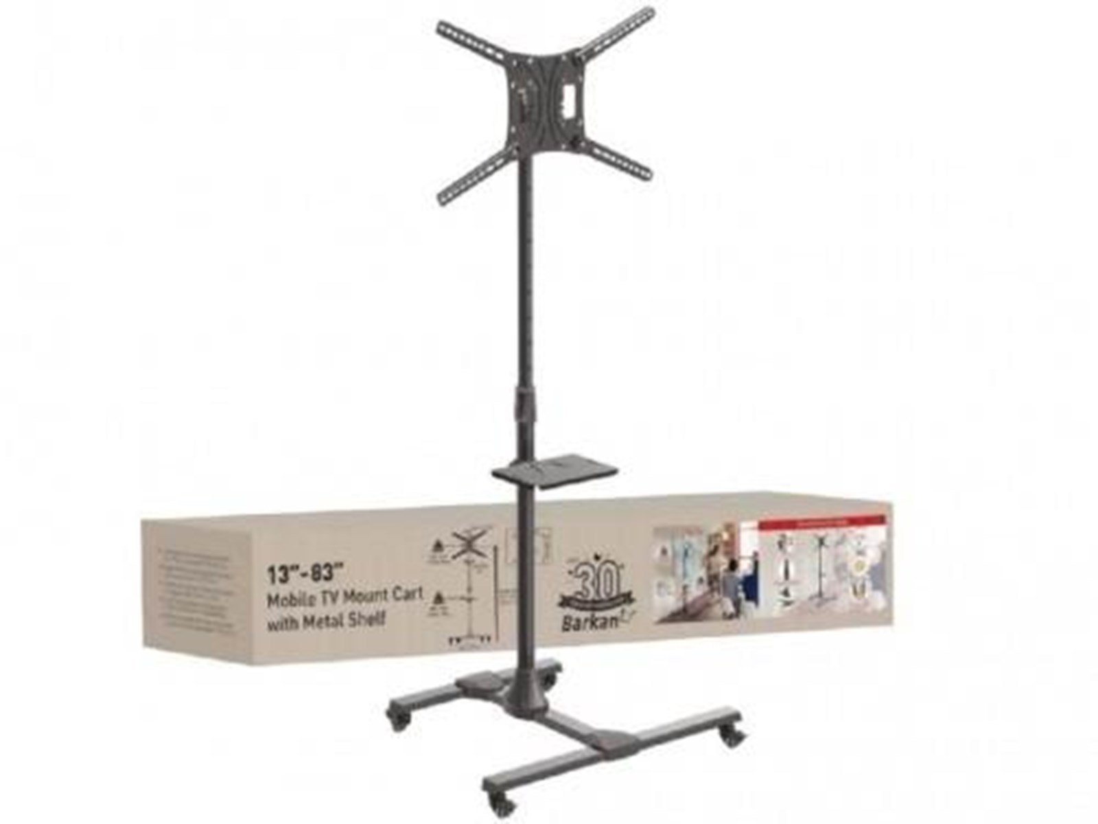 Barkan Mobile TV stand with metal shelf 50 kg