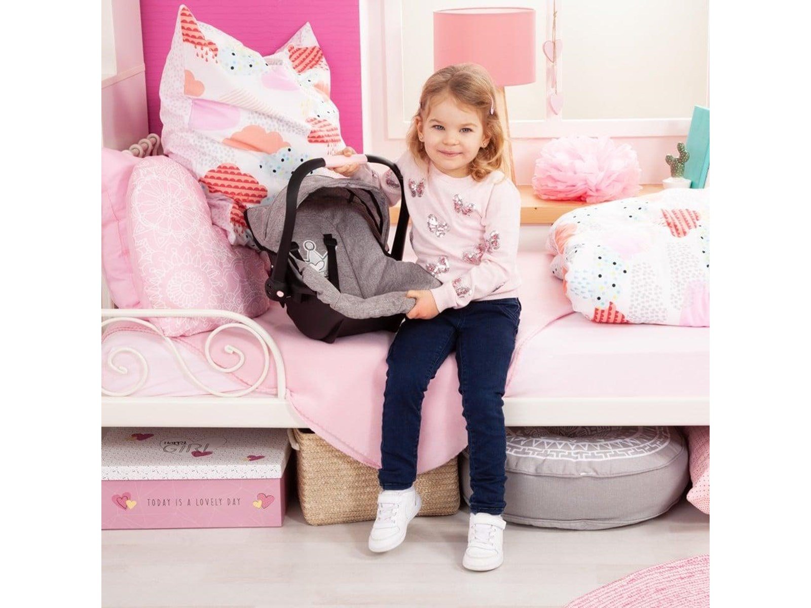 Bayer Design Deluxe Car Seat with Canopy for Dolls - Grey (67910AA)