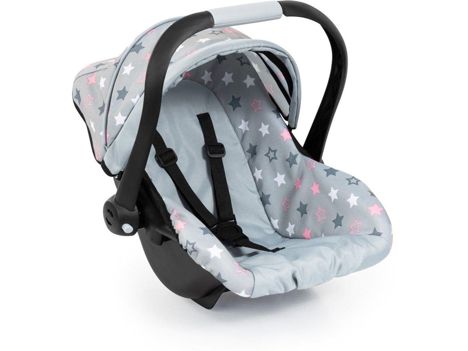 Bayer Design Deluxe Car Seat with Canopy for Dolls - Grey w/ Stars (67907AA)