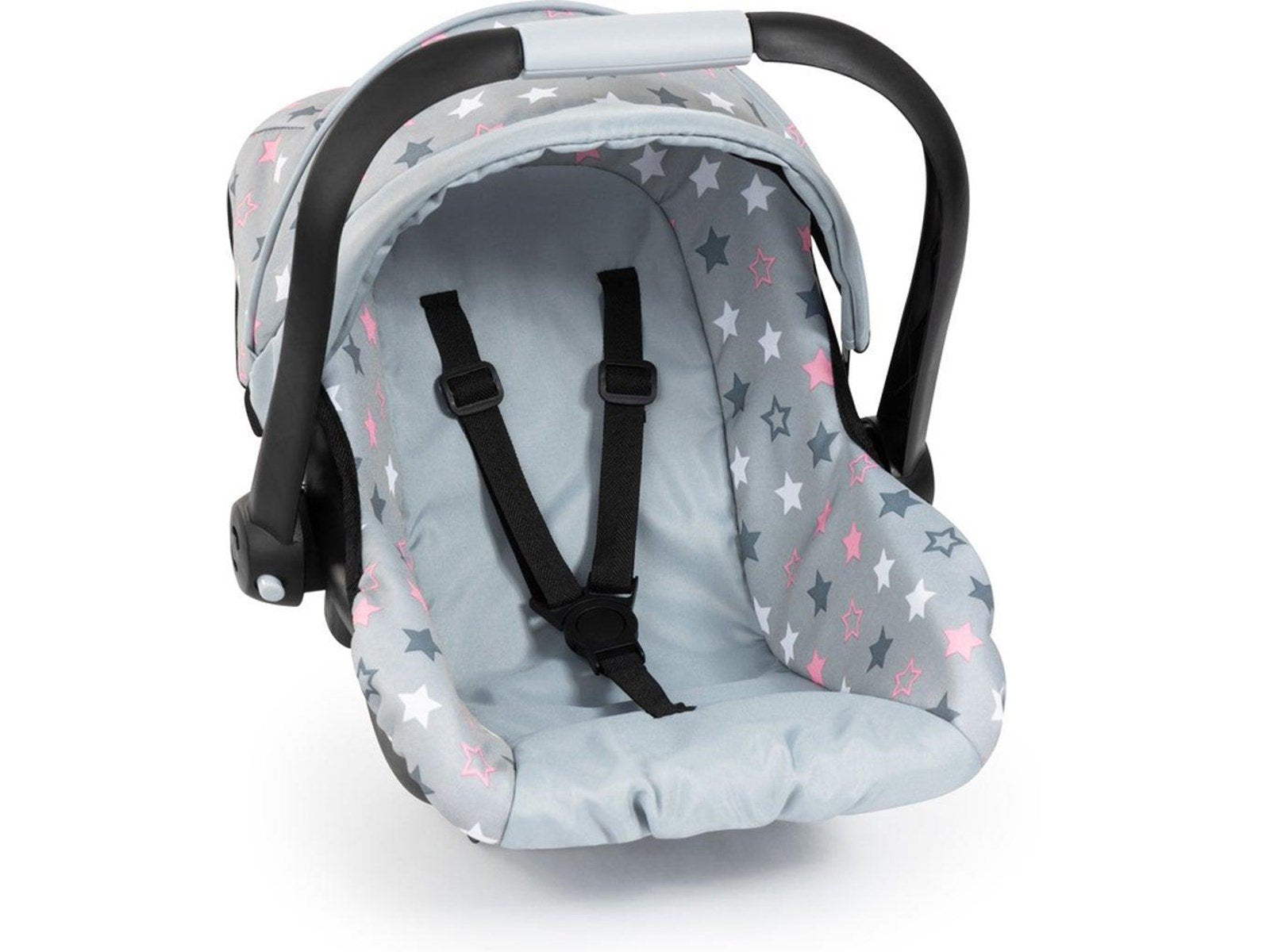 Bayer Design Deluxe Car Seat with Canopy for Dolls - Grey w/ Stars (67907AA)