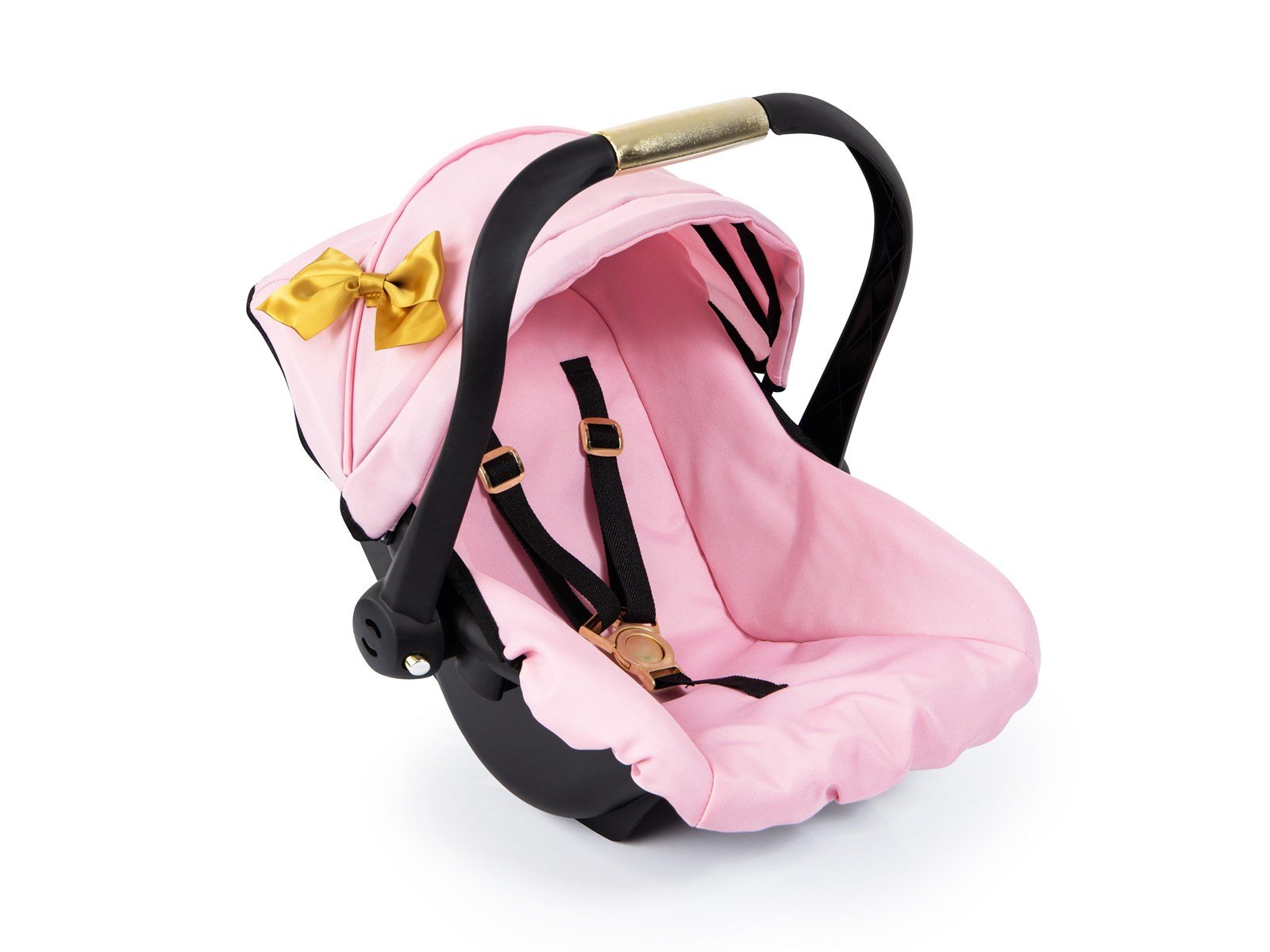 Bayer Design Deluxe Car Seat with Canopy for Dolls - Pink w/ Gold Bow (67990AA)
