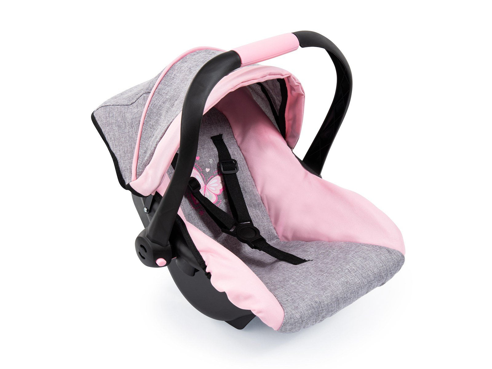 Bayer Design Deluxe Car Seat with Canopy for Dolls  - Grey/Pink (67933AA)