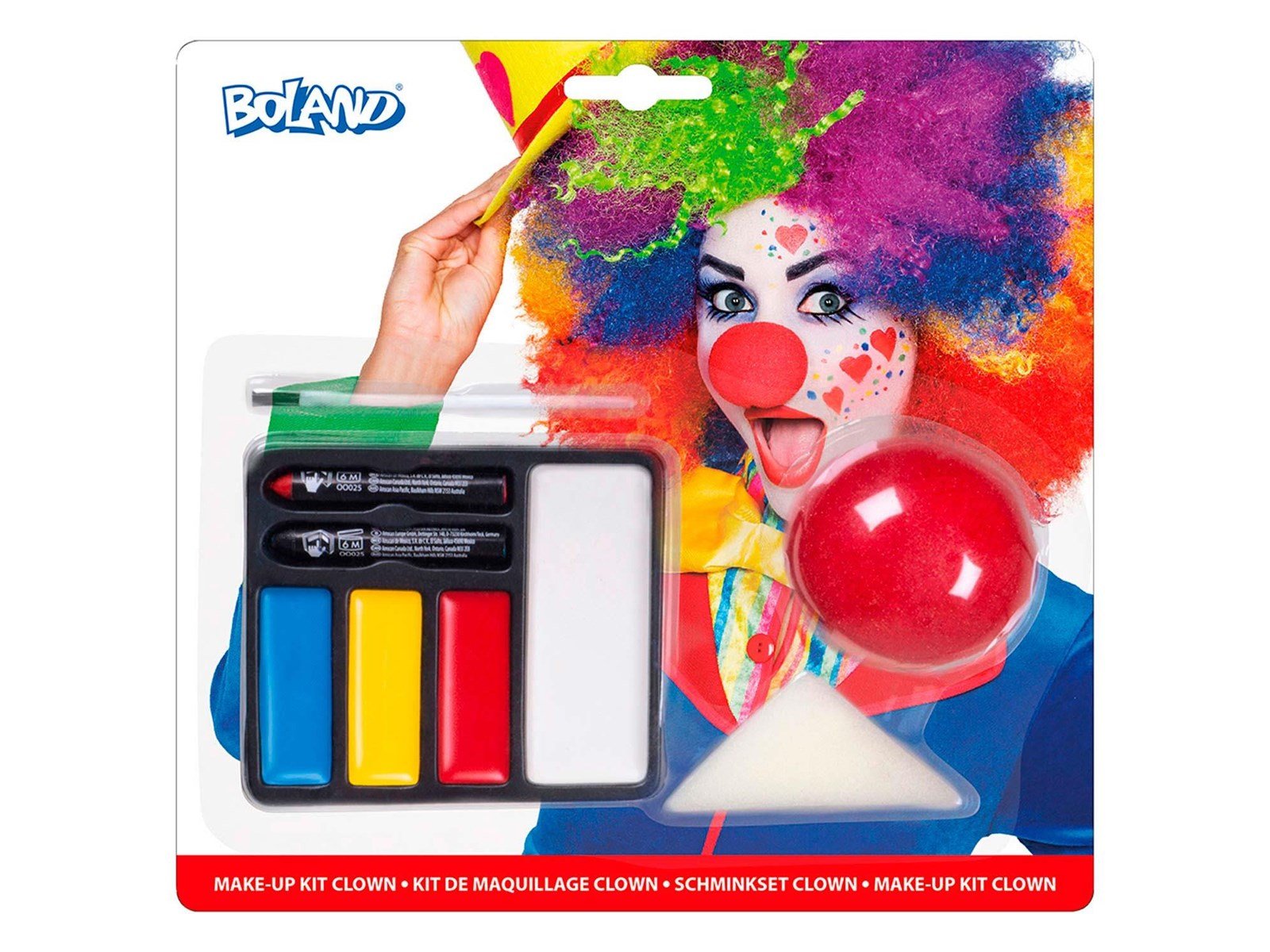 Boland Face Paint Set Clown with Clown Nose
