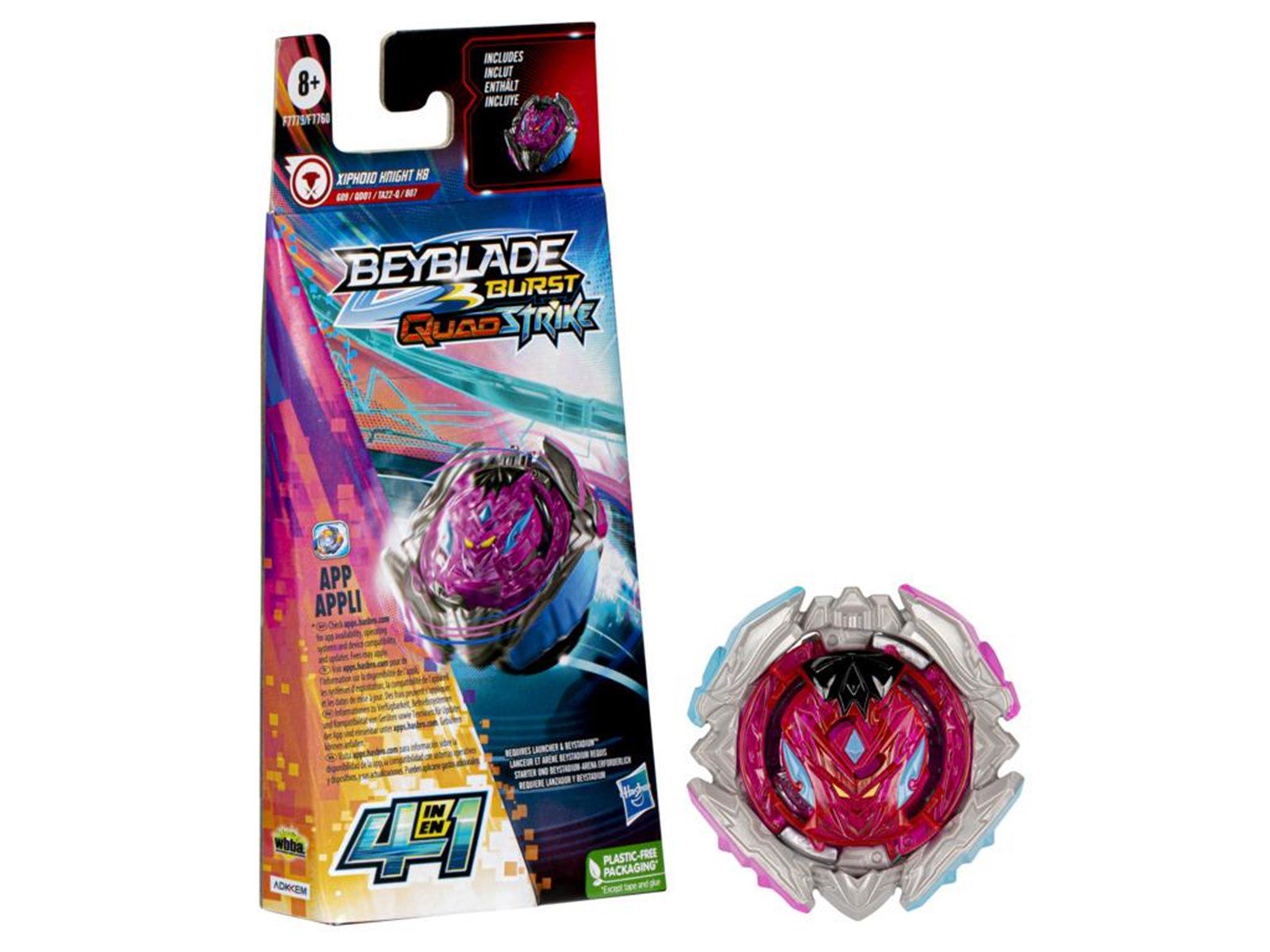 Beyblade Burst QuadStrike Xiphoid Knight K8 Spinning Top Single Pack