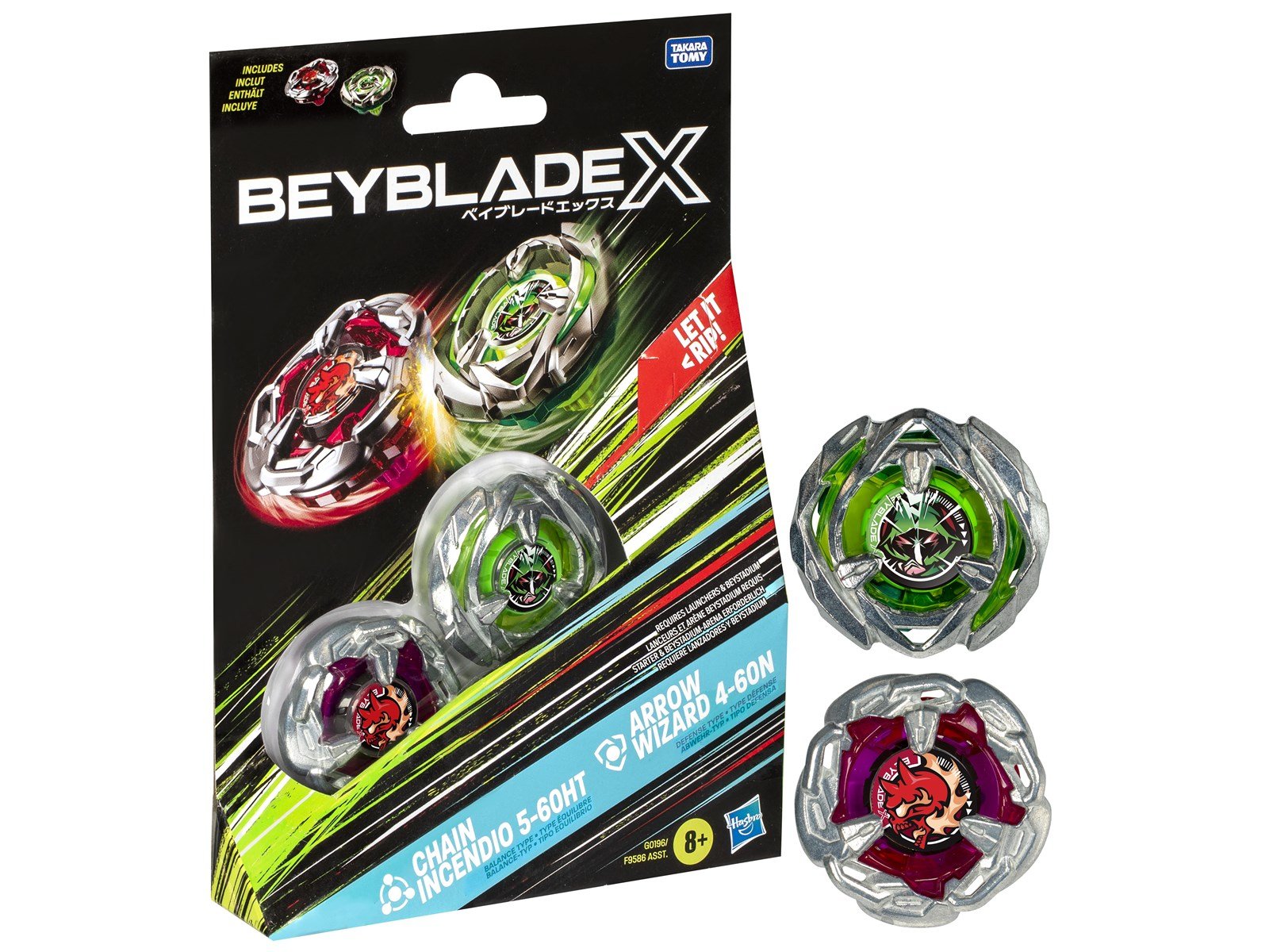 Beyblade X Chain Incendio 5-60HT and Arrow Wizard 4-60N Top Dual Pack