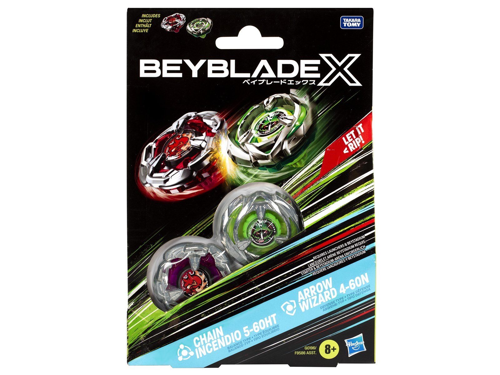 Beyblade X Chain Incendio 5-60HT and Arrow Wizard 4-60N Top Dual Pack