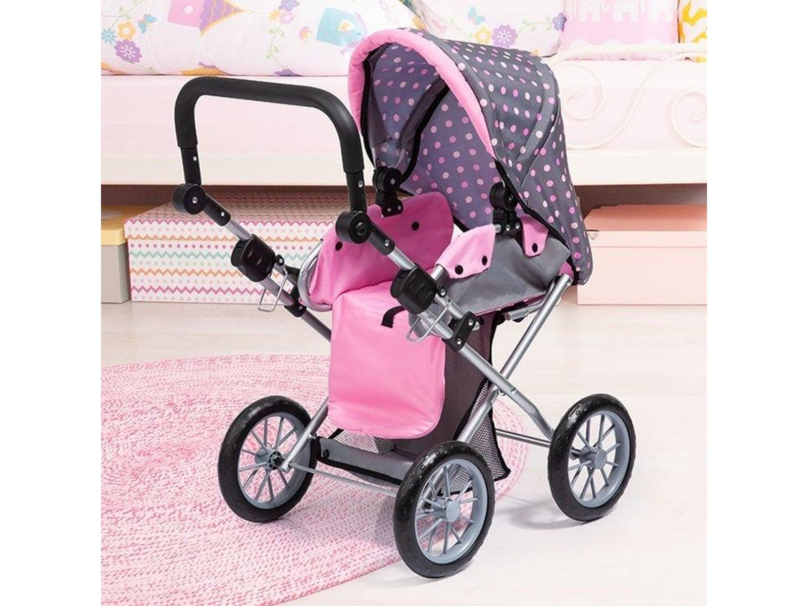Bayer Design Doll's Pram City Star - Grey/Pink (13666AA)