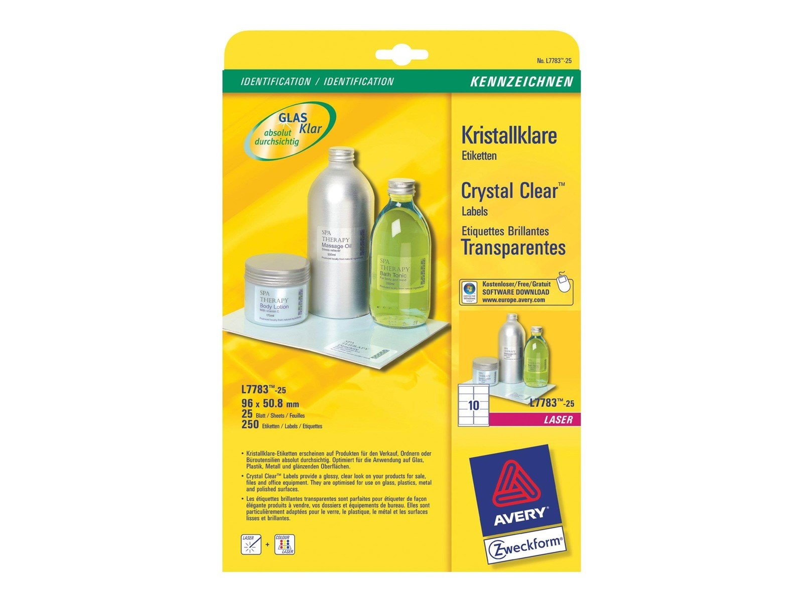 Avery - labels - glossy - 250 label(s) - 50.8 x 96 mm