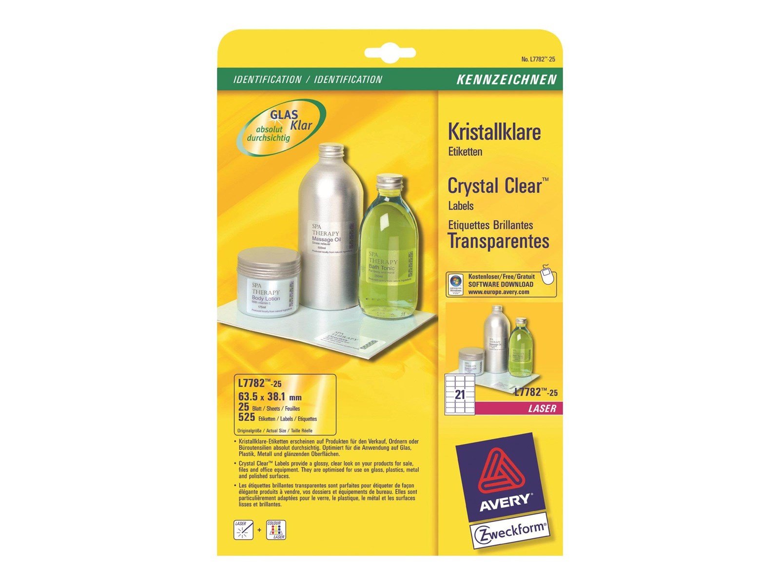 Avery L7782 - labels - 525 label(s) - 38.1 x 63.5 mm