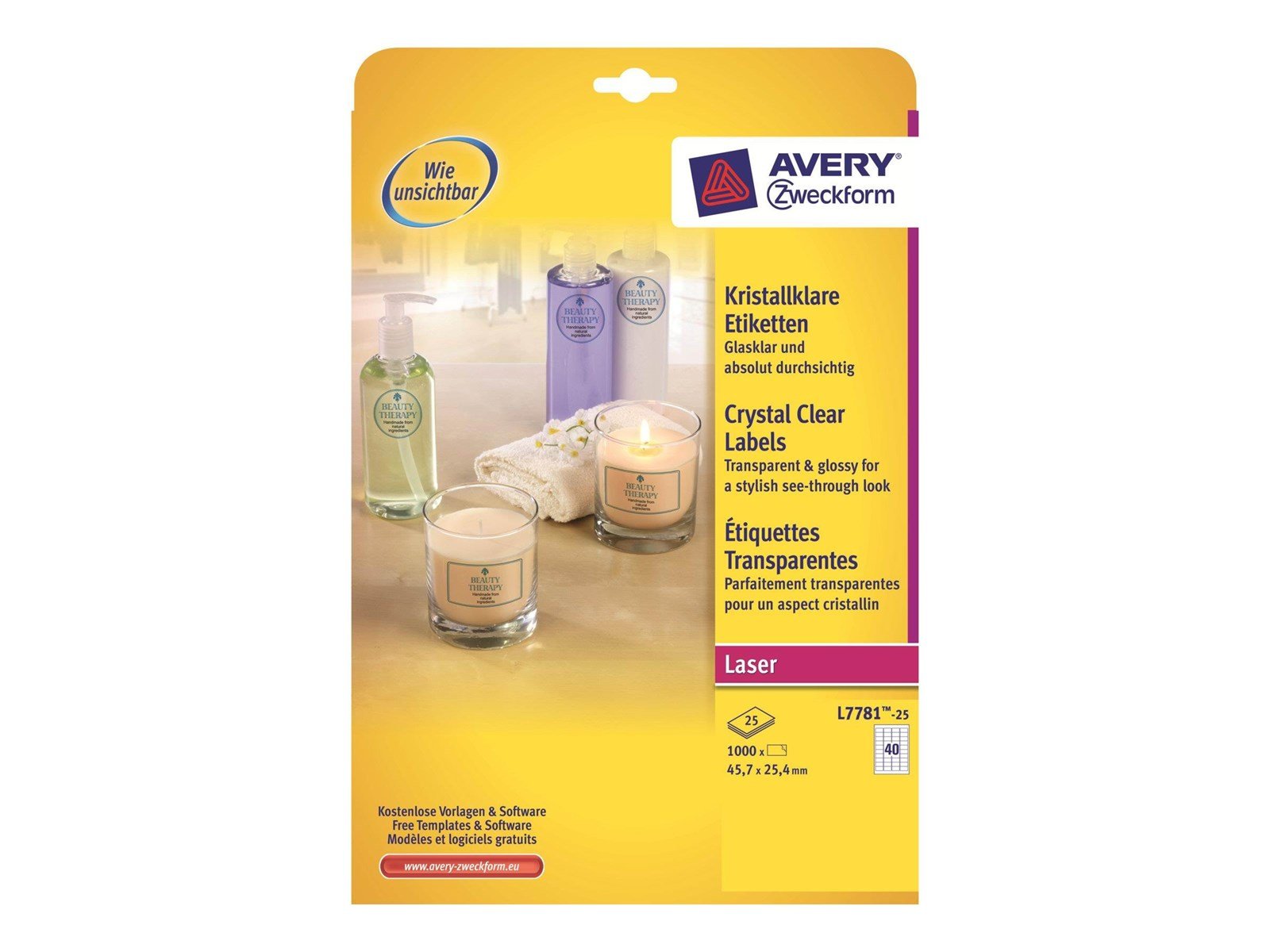 Avery L7781 - transparent polyester labels - 1000 label(s) - 25.4 x 45.7 mm