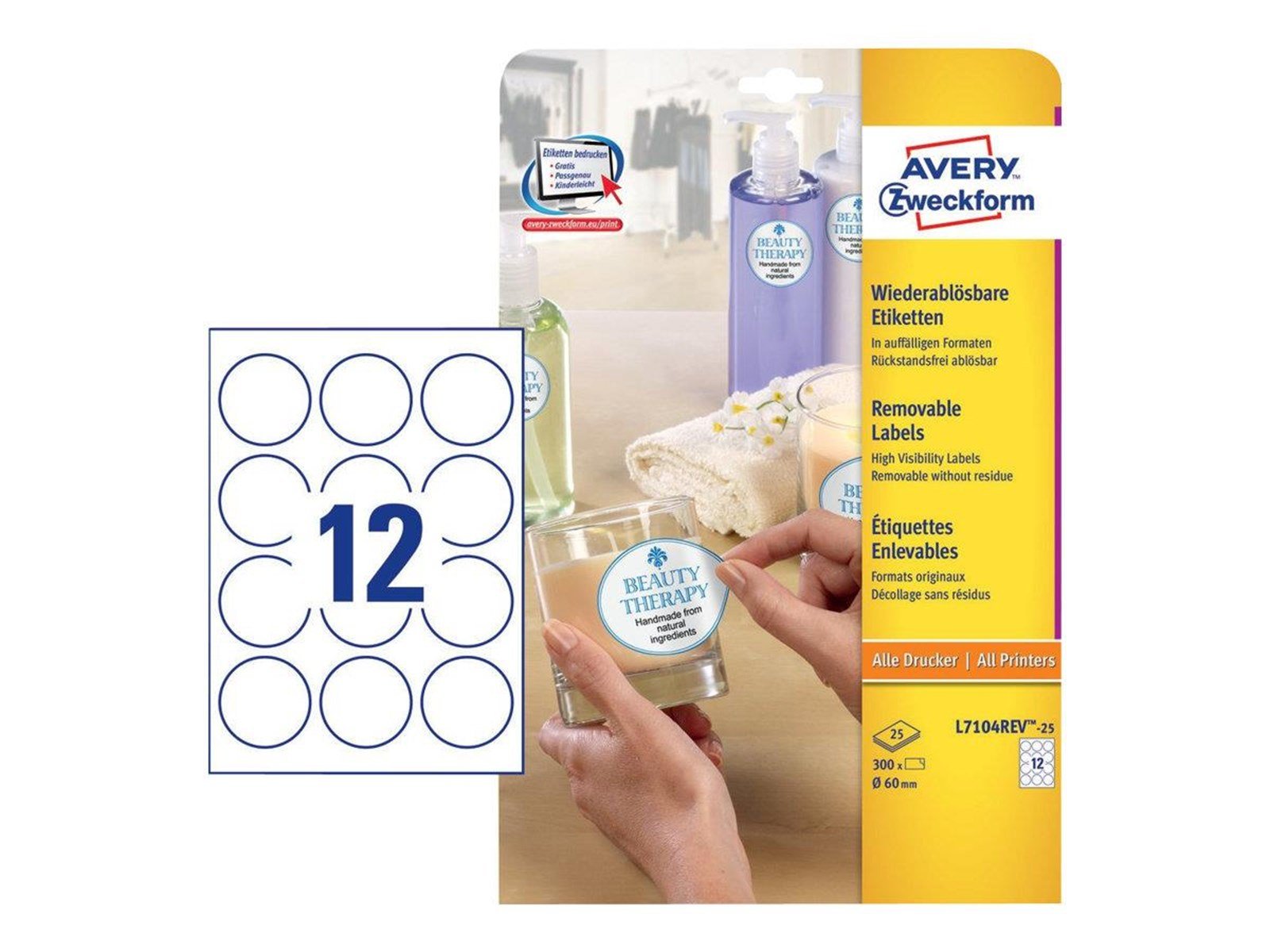 Avery Zweckform - round labels - 300 label(s) - 60 mm round