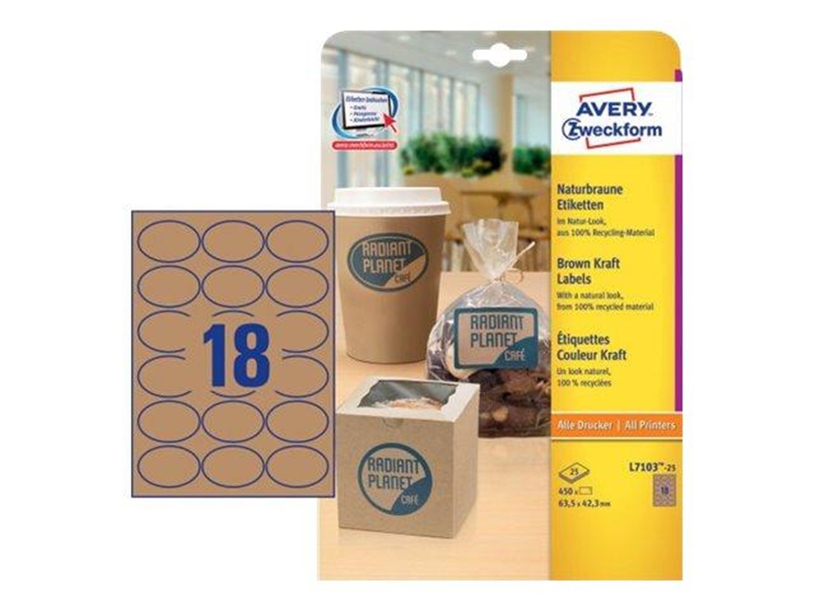 Avery Zweckform - labels - 450 label(s) - 63.5 x 42.3 mm (oval)