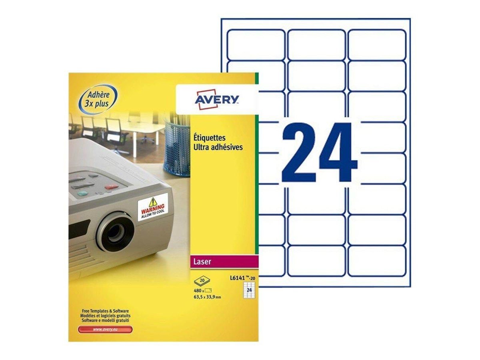 Avery TripleBond Labels L6141 - labels - 480 label(s) - 33.9 x 63.5 mm