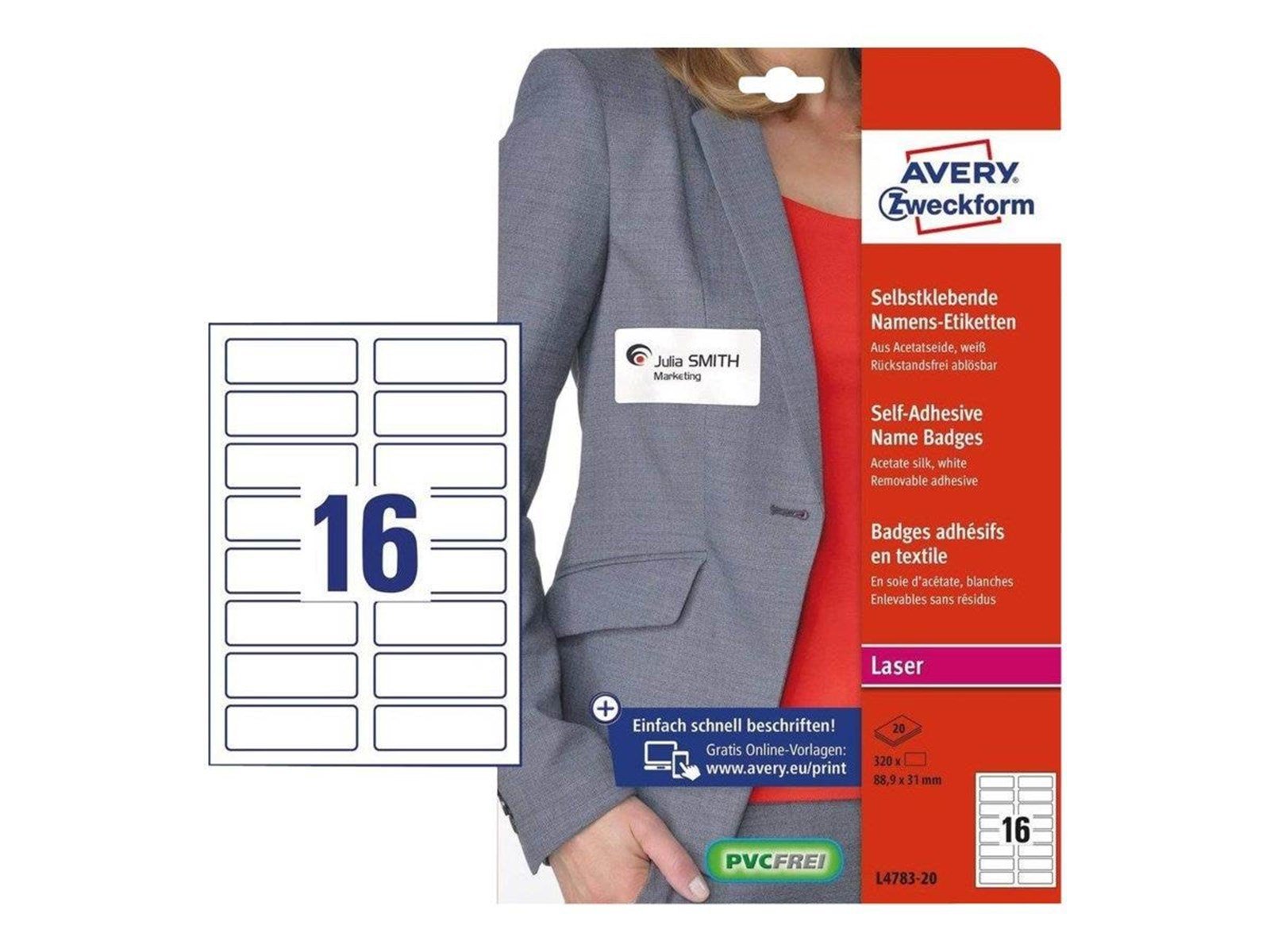 Avery Zweckform - labels - 320 label(s) - 88.9 x 31 mm
