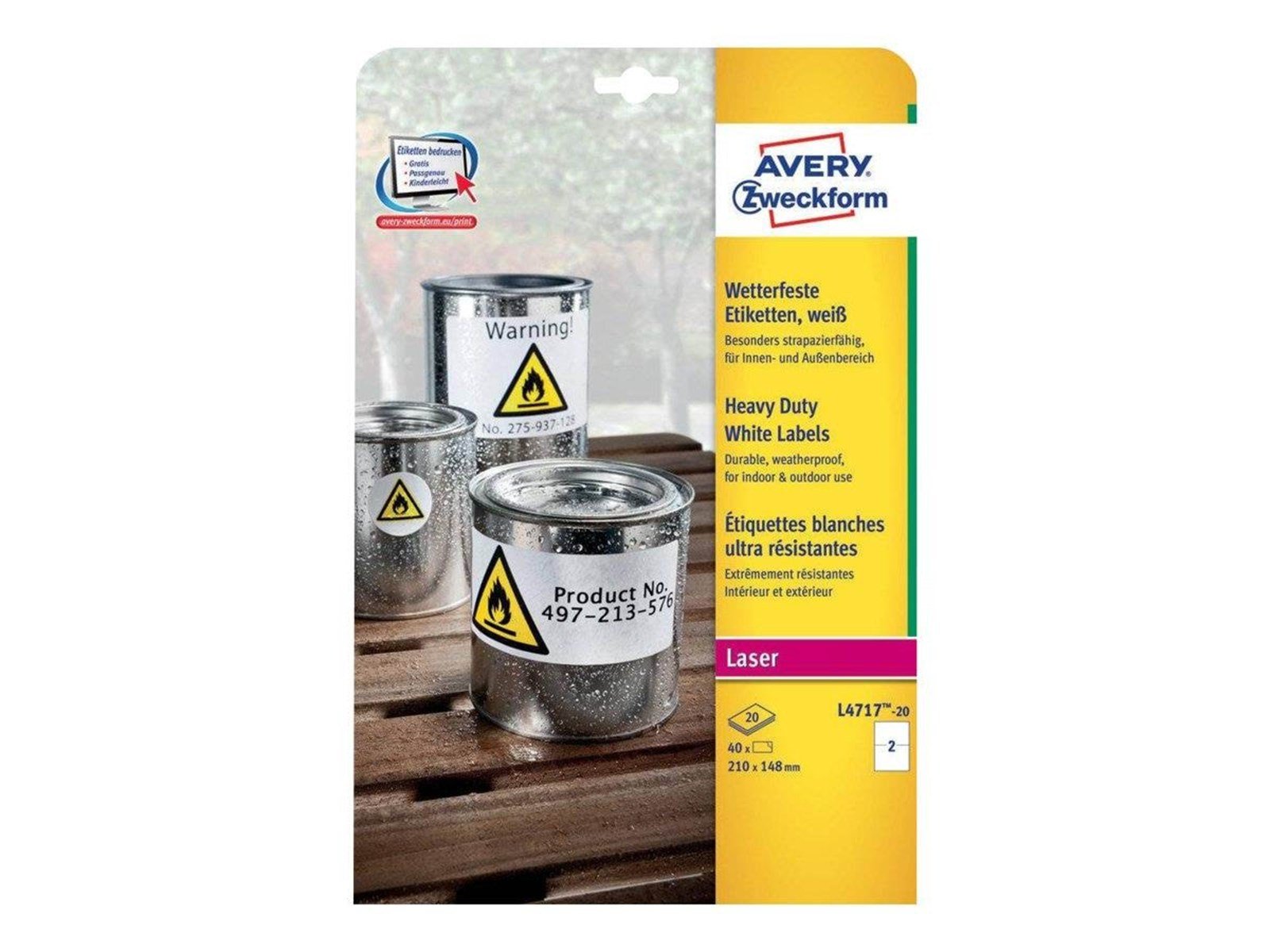 Avery Zweckform - labels - matte - 40 label(s) - 210 x 148 mm