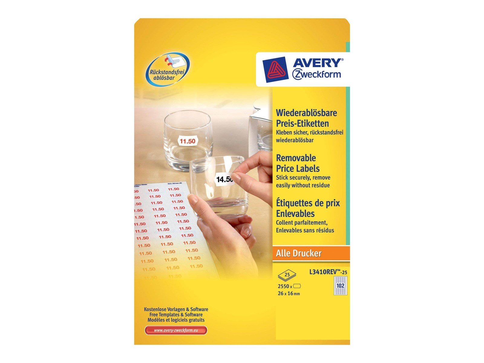 Avery Zweckform L3410REV - price tag labels - 2550 label(s) - 16 x 26 mm