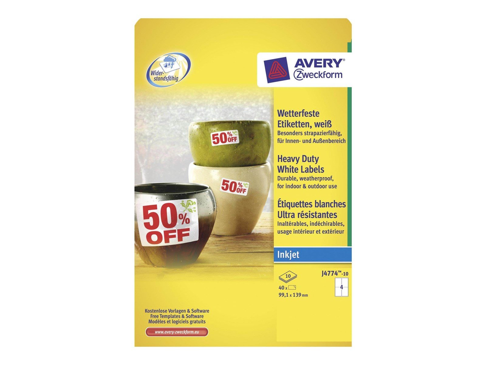 Avery J4774 - labels - 40 pcs. - 99.1 x 139 mm