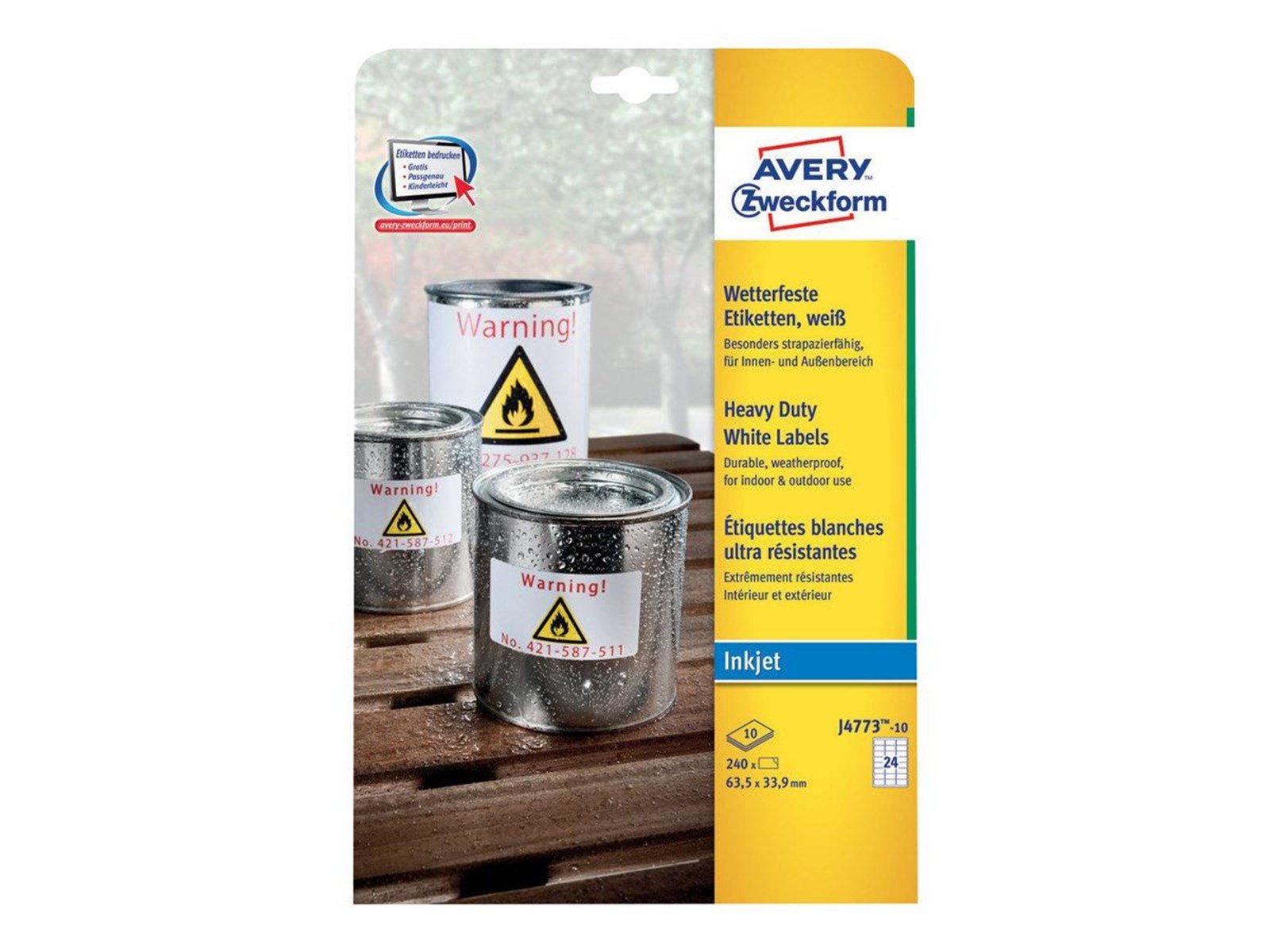Avery J4773 - labels - 240 pcs. - 33.9 x 63.5 mm