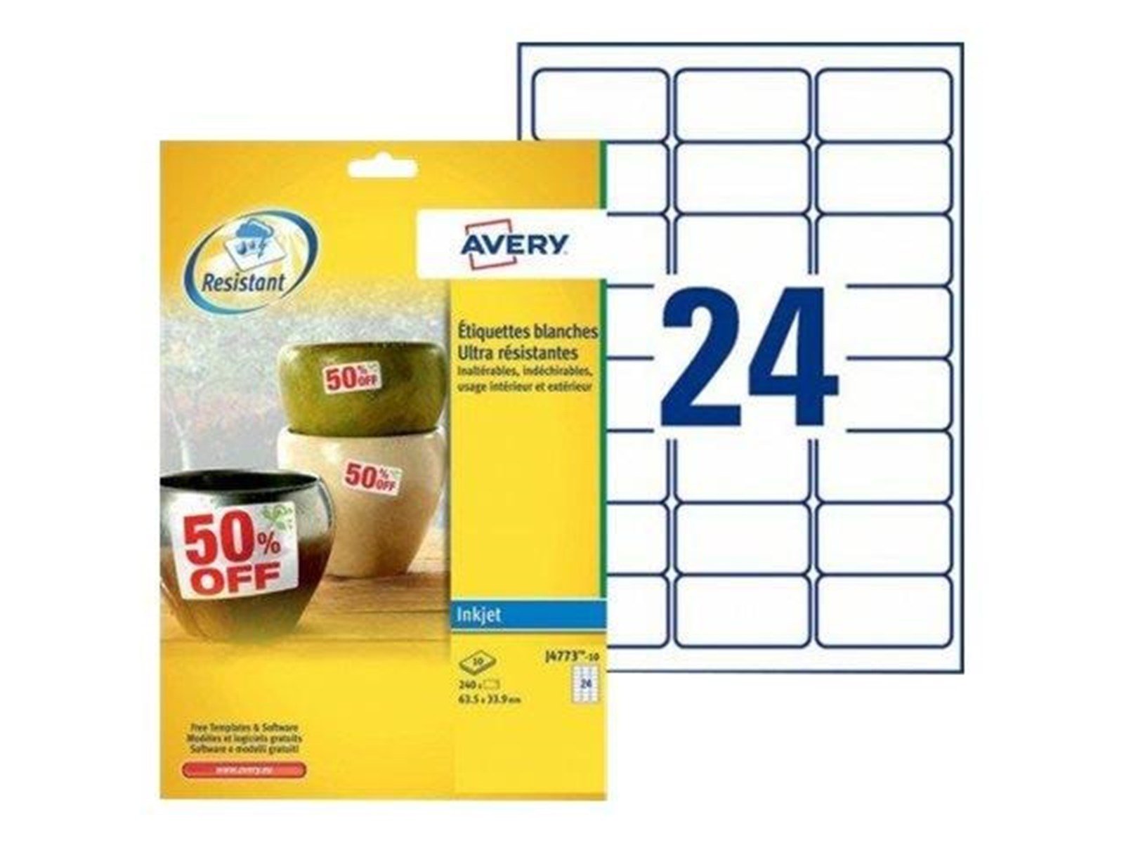 Avery J4773 - labels - 240 pcs. - 33.9 x 63.5 mm