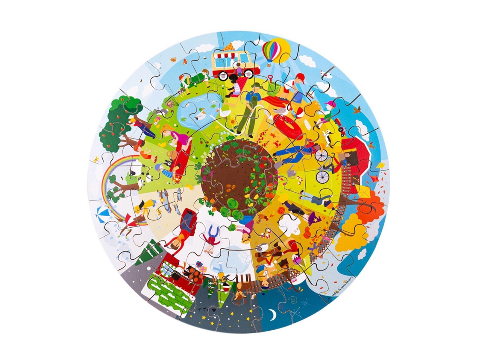 Bigjigs Wooden Seasons Floor Puzzle Round 50 pcs. Holz